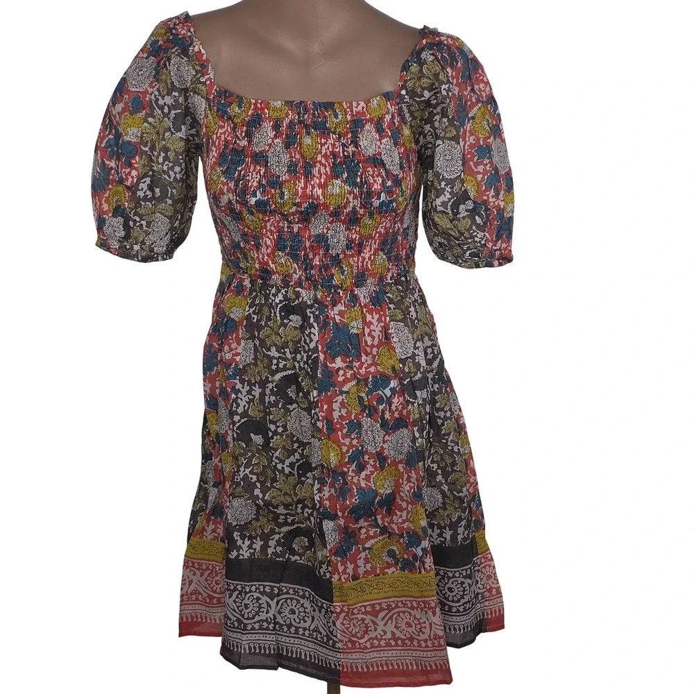 Velvet Graham &‎ Spencer Dress Womens S Multi Taria Floral Boho Smocked Cottage